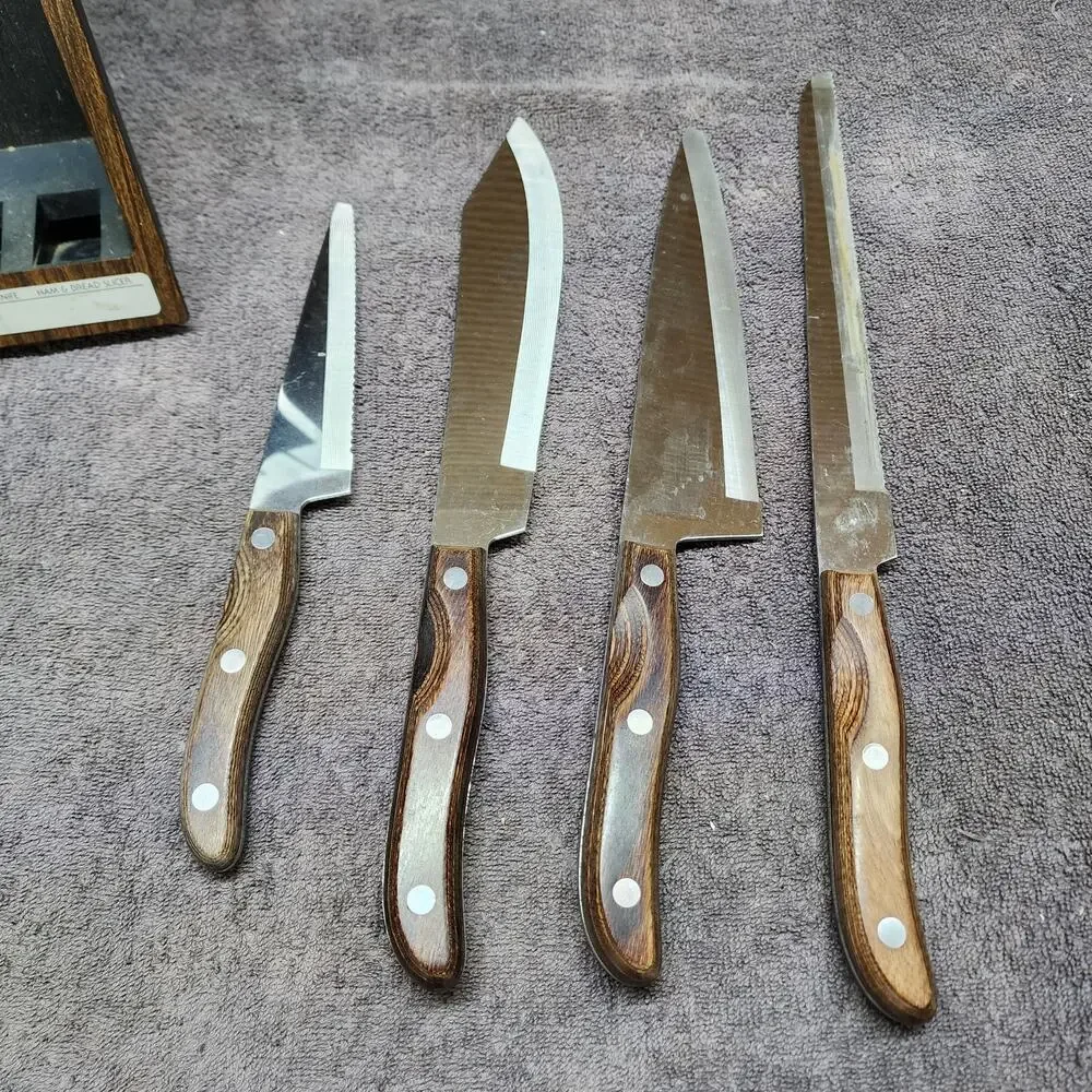 Chefco Incomplete Knife set 4 knives, 2 tips broken see pics shlf